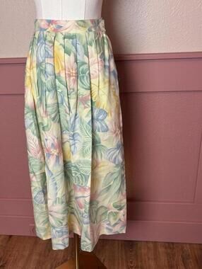 Alfred Dunner floral pastel midi skirt vintage deadstock nwt green cottage fairy